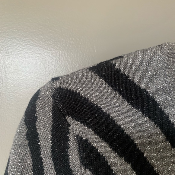 80’s Style 🔥 Sparkle Glitter Zebra Print Zipper Cardigan Sweater - Picture 3 of 7